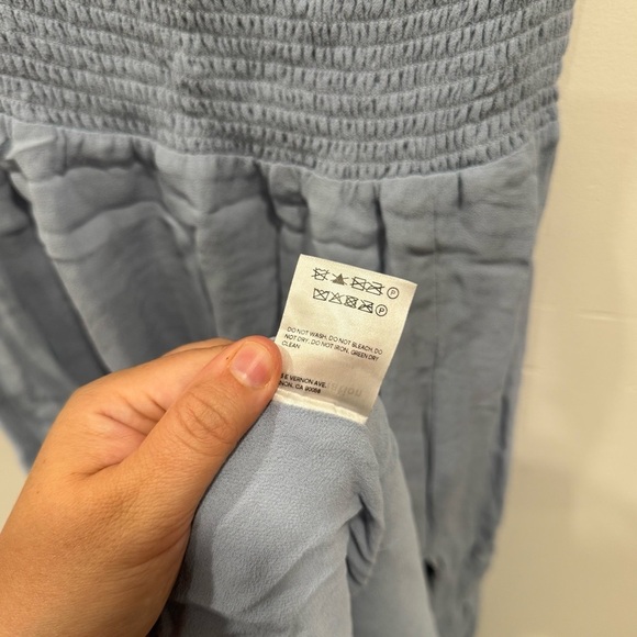 Reformation Meadow Midi Dress in Mineral Blue Small Front Slit Puff Short Sleeve - Picture 8 of 9